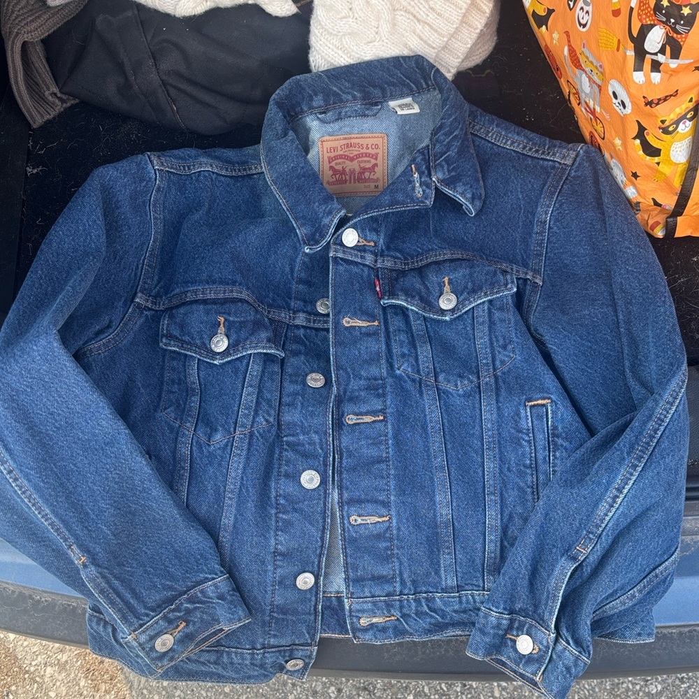 Levi's Dark Blue Denim Jacket with Tan Patch